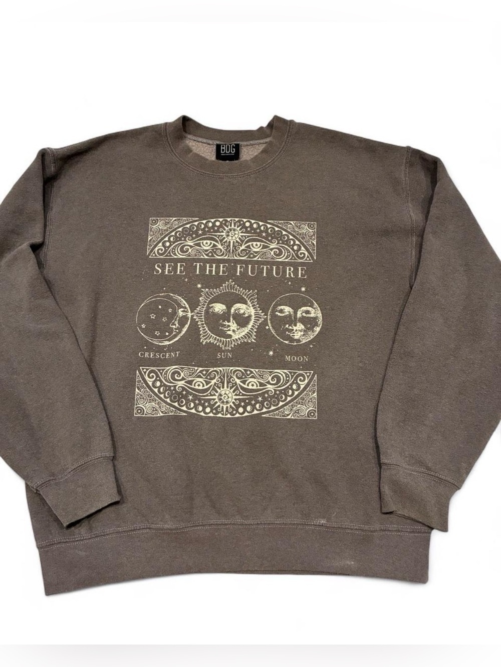 BDG Brown Crewneck Small Moon And Sun